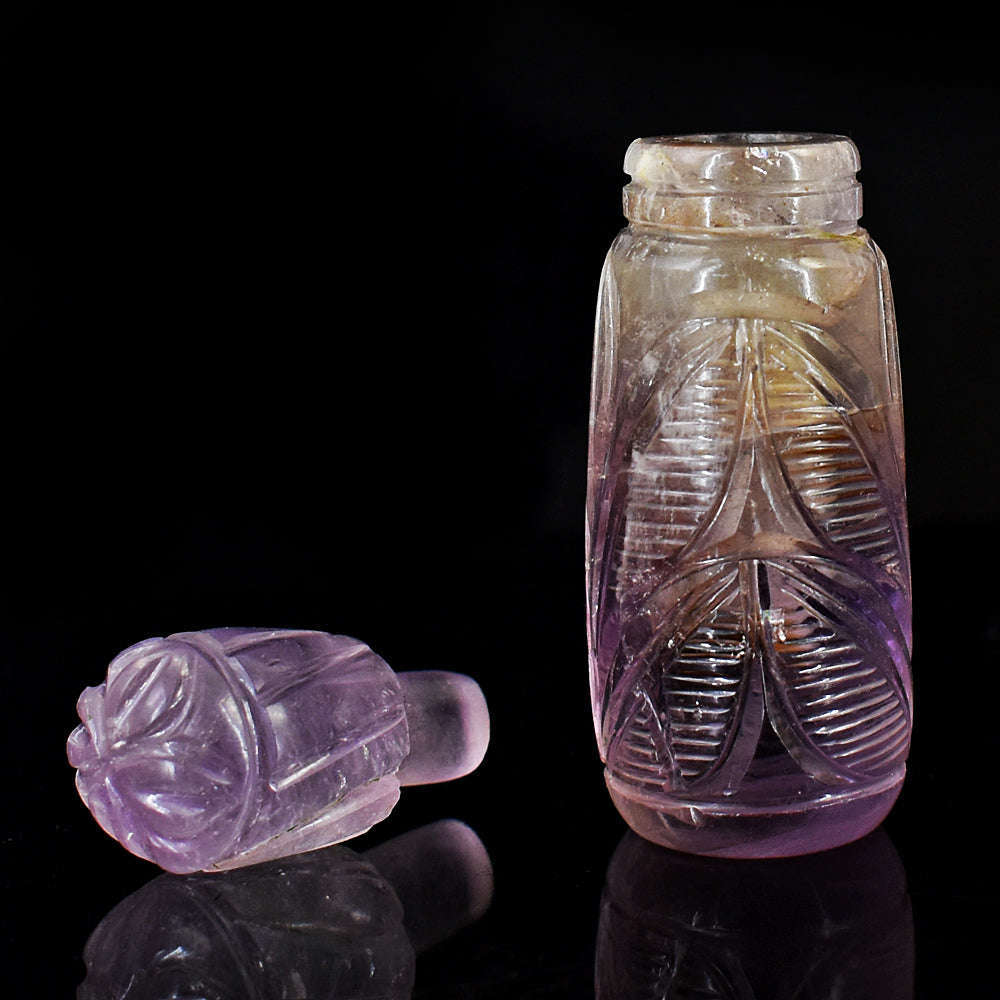 gemsmore:Amazing Ametrine  Hand Carved Genuine Crystal Gemstone Carving Perfume Bottle