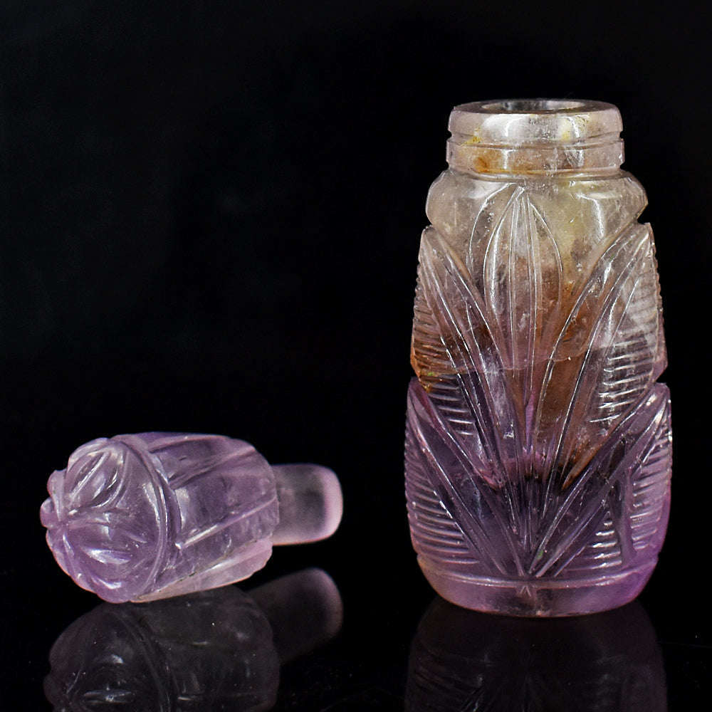 gemsmore:Amazing Ametrine  Hand Carved Genuine Crystal Gemstone Carving Perfume Bottle