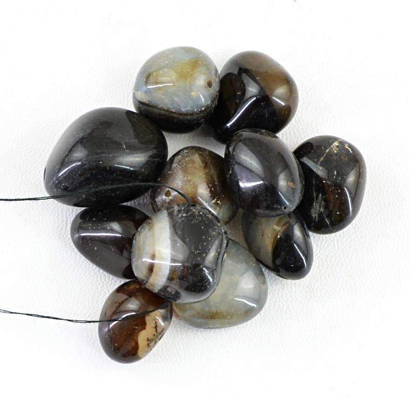 gemsmore:Amazing Black Onyx Beads Lot Natural Untreated Drilled