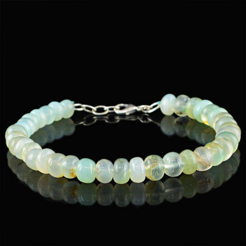 gemsmore:Amazing Blue Chalcedony Beads Bracelet Natural Round Shape