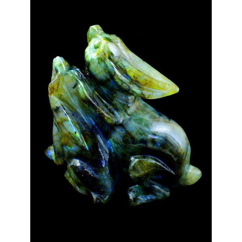 gemsmore:Amazing Blue Flash Labradorite Hand Carved Gemstone Bunny