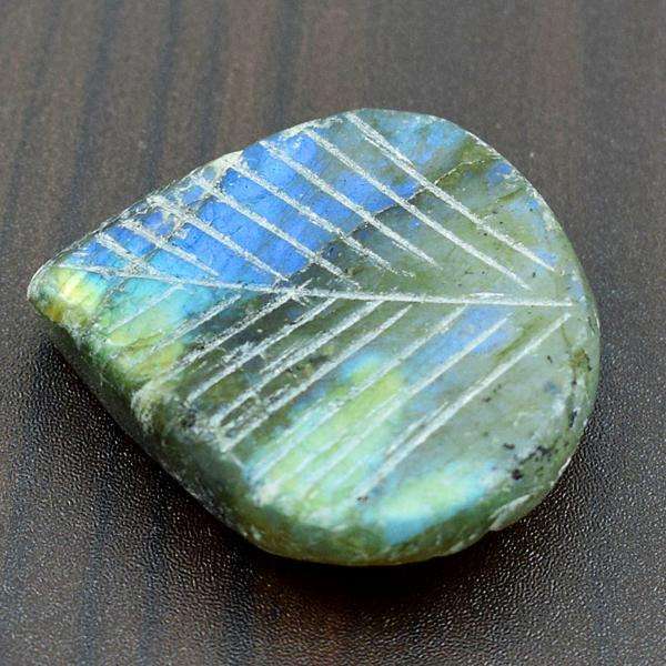 gemsmore:Amazing blue Flash Labradorite Pear Shape Carved Loose Gemstone