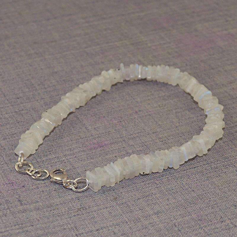 gemsmore:Amazing Blue Flash Moonstone Beads Bracelet - Natural Untreated