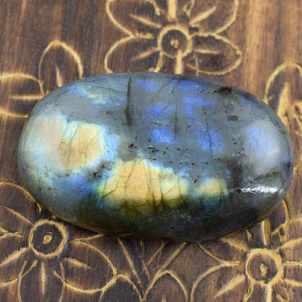 gemsmore:Amazing Blue & Golden Flash Labradorite Oval Shape Untreated Loose Gemstone