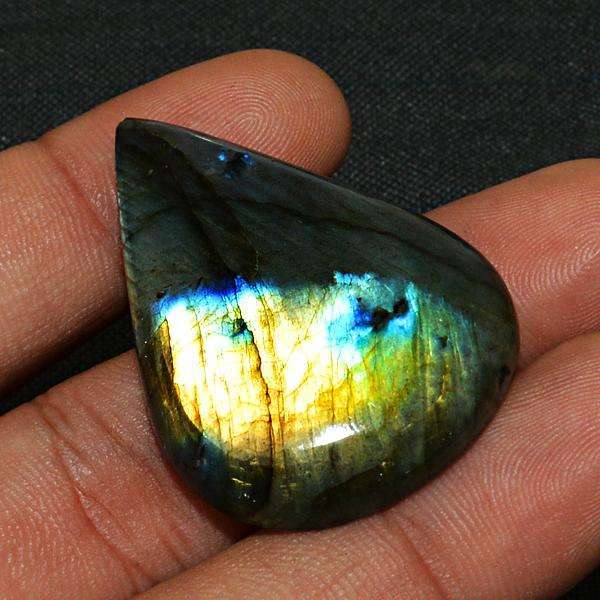 gemsmore:Amazing Blue & Golden Flash Labradorite Pear Shape Loose Gemstone