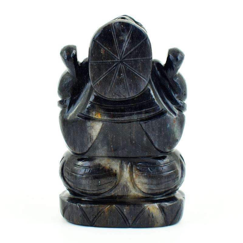 gemsmore:Amazing Blue Jade Hand Carved Lord Ganesha Idol