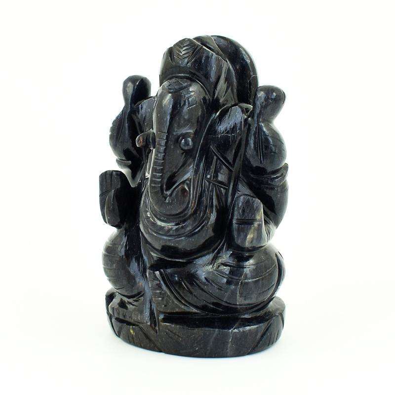 gemsmore:Amazing Blue Jade Hand Carved Lord Ganesha Idol