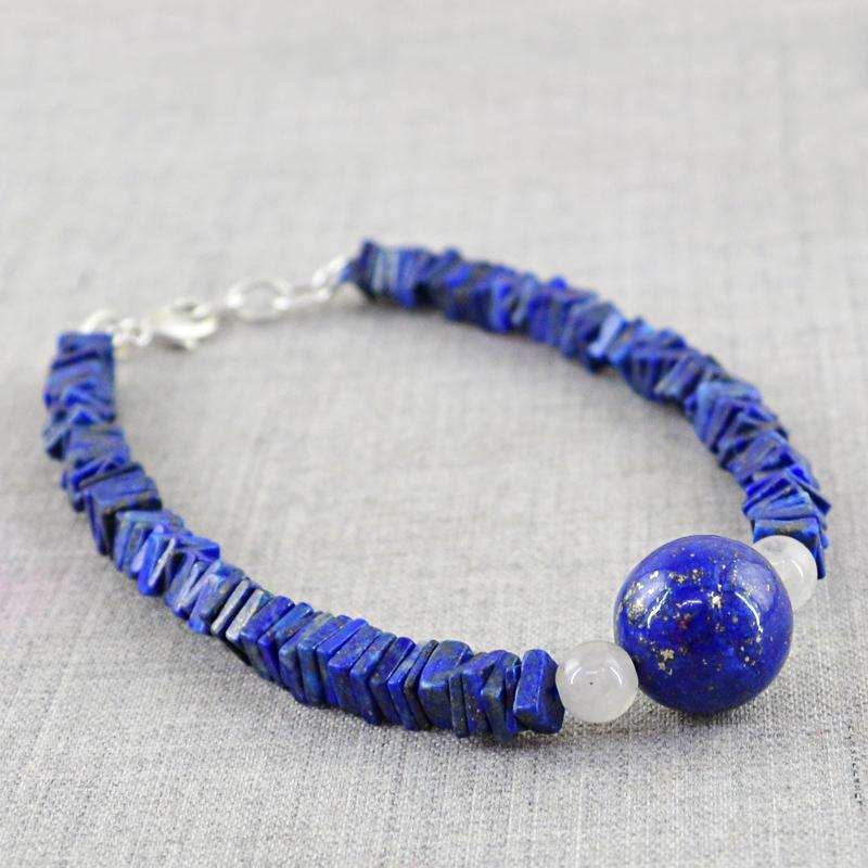 gemsmore:Amazing Blue Lapis Lazuli Beads Bracelet - Natural Untreated Beads