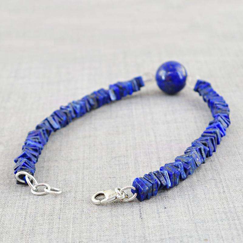 gemsmore:Amazing Blue Lapis Lazuli Beads Bracelet - Natural Untreated Beads