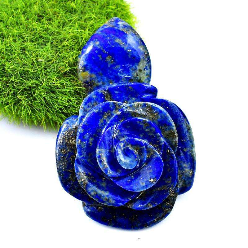 gemsmore:Amazing Blue Lapis Lazuli Carved Rose Gemstone