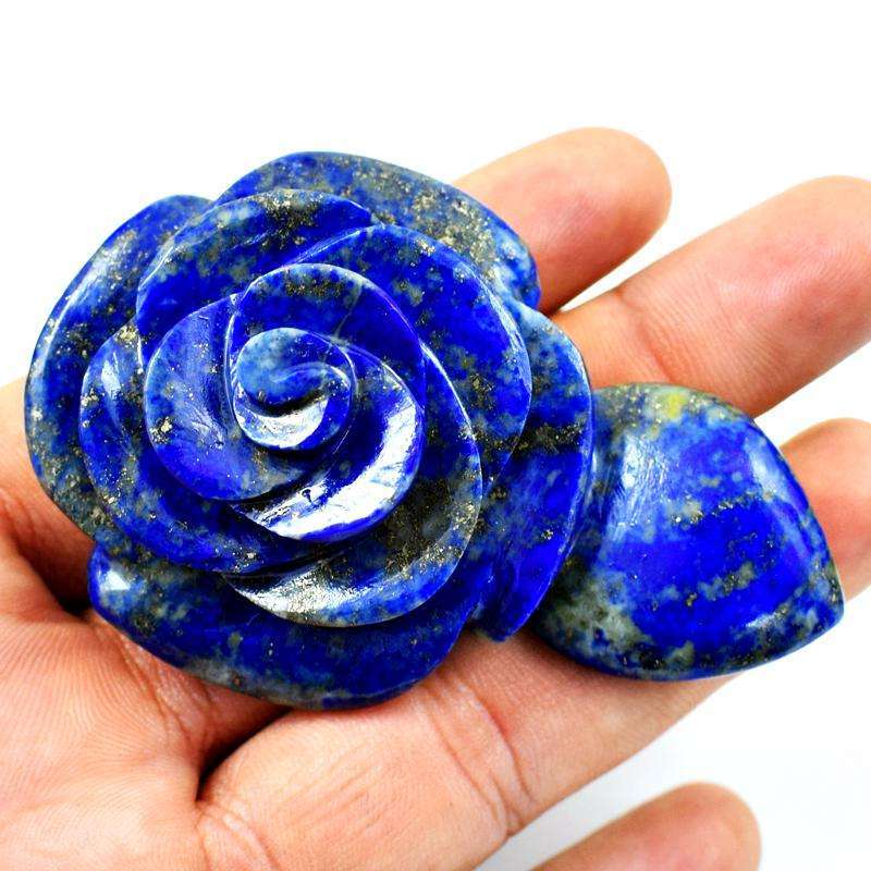 gemsmore:Amazing Blue Lapis Lazuli Carved Rose Gemstone