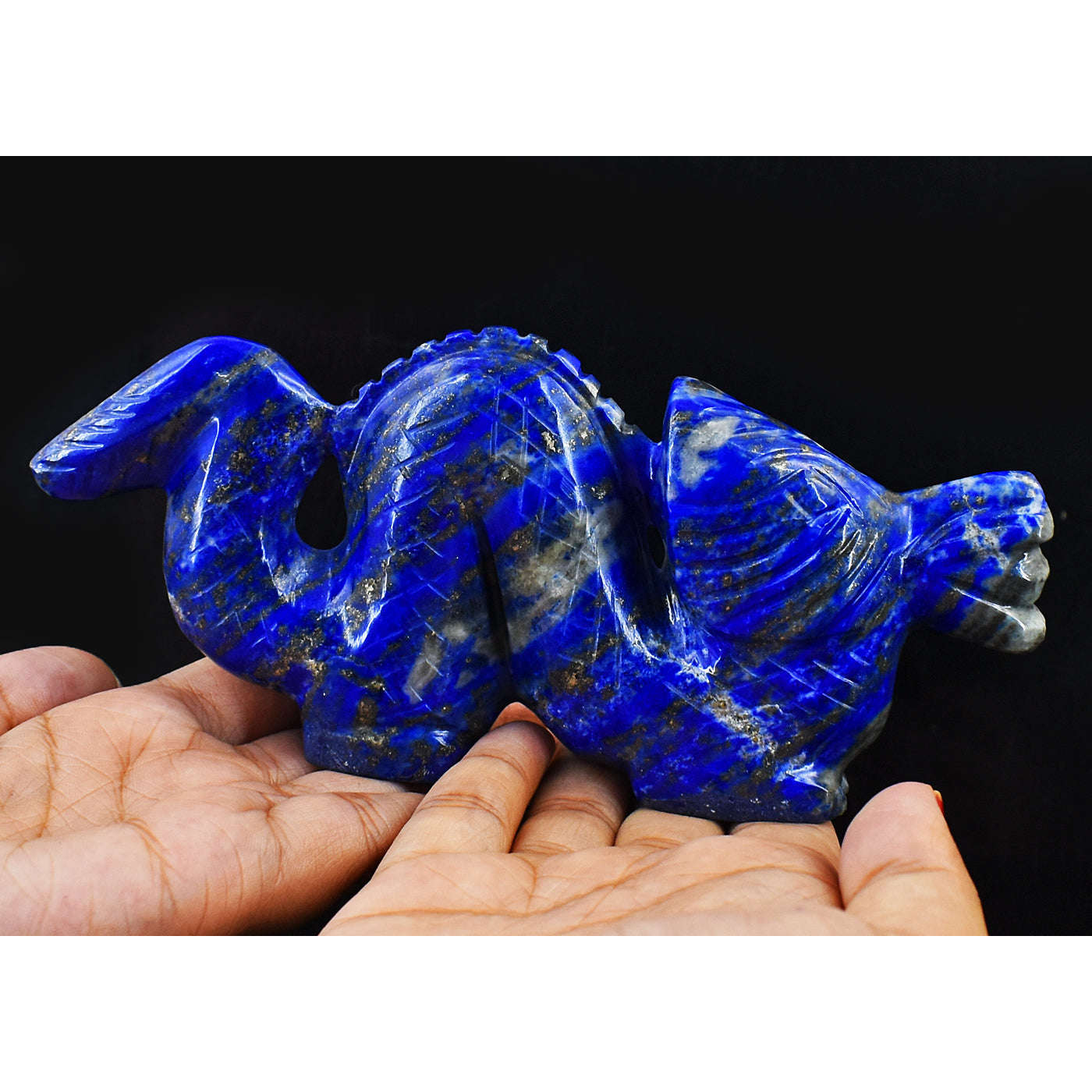 gemsmore:Amazing Blue Lapis Lazuli Hand Carved Dragon Carving Real Gemstone