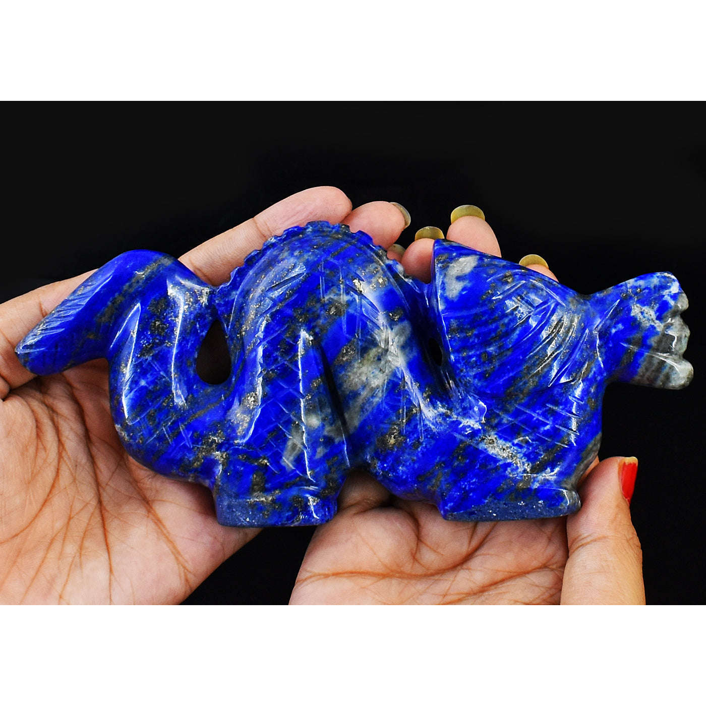 gemsmore:Amazing Blue Lapis Lazuli Hand Carved Dragon Carving Real Gemstone
