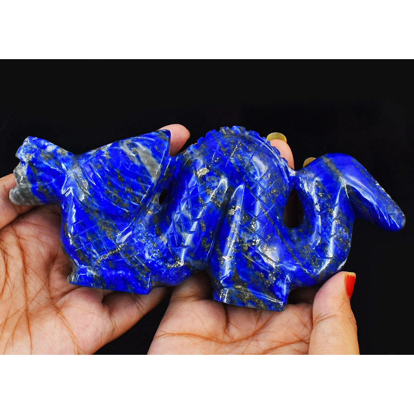 gemsmore:Amazing Blue Lapis Lazuli Hand Carved Dragon Carving Real Gemstone