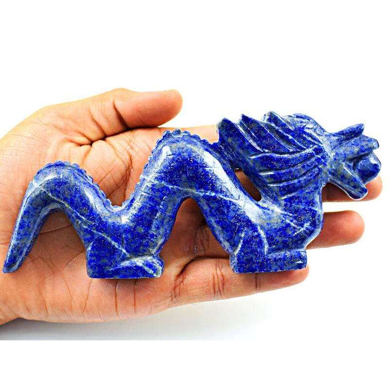 gemsmore:Amazing Blue Lapis Lazuli Hand Carved Dragon Carving Real Gemstone