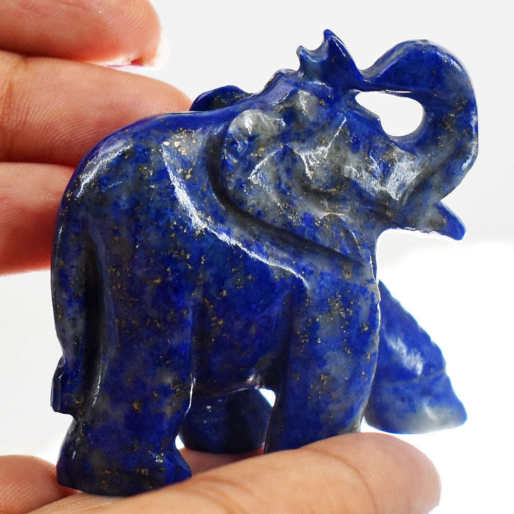 gemsmore:Amazing Blue Lapis Lazuli  Hand Carved Genuine Crystal Gemstone Carving Elephant