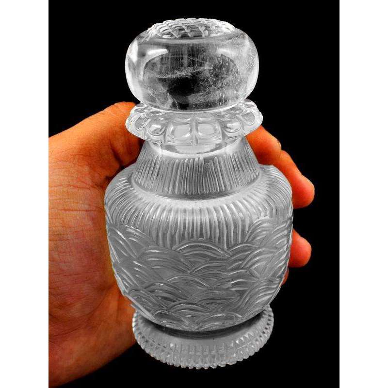 gemsmore:Amazing Carved White Quartz Perfume Bottle