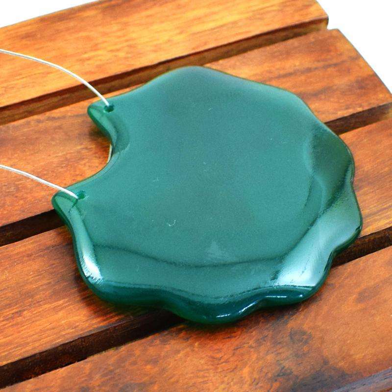 gemsmore:Amazing Drilled  Fancy Green Onyx Loose Gemstone
