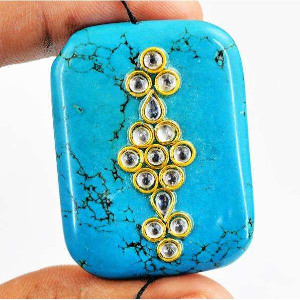 gemsmore:Amazing Enamel Work Jasper Untreated Drilled Gemstone