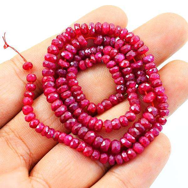 gemsmore:Amazing Faceted Red Garnet Round Shape Drilled Beads Strand