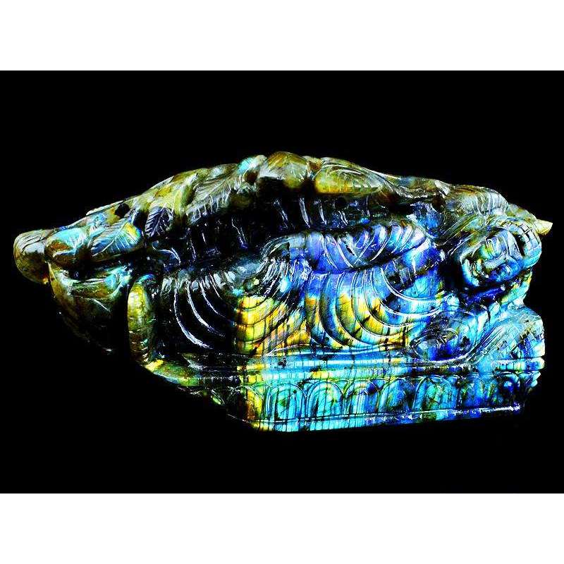 gemsmore:Amazing Flash Labradorite Carved Lord Buddha Gemstone
