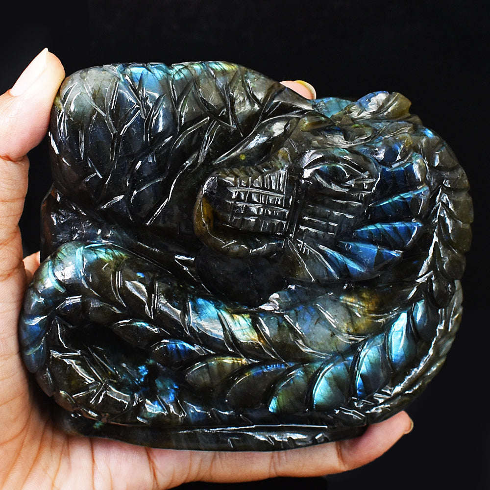 gemsmore:Amazing Flash Labradorite Hand Carved Dragon Gemstone