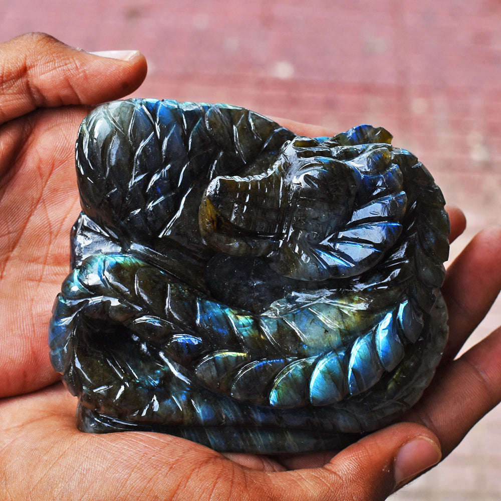 gemsmore:Amazing Flash Labradorite Hand Carved Dragon Gemstone