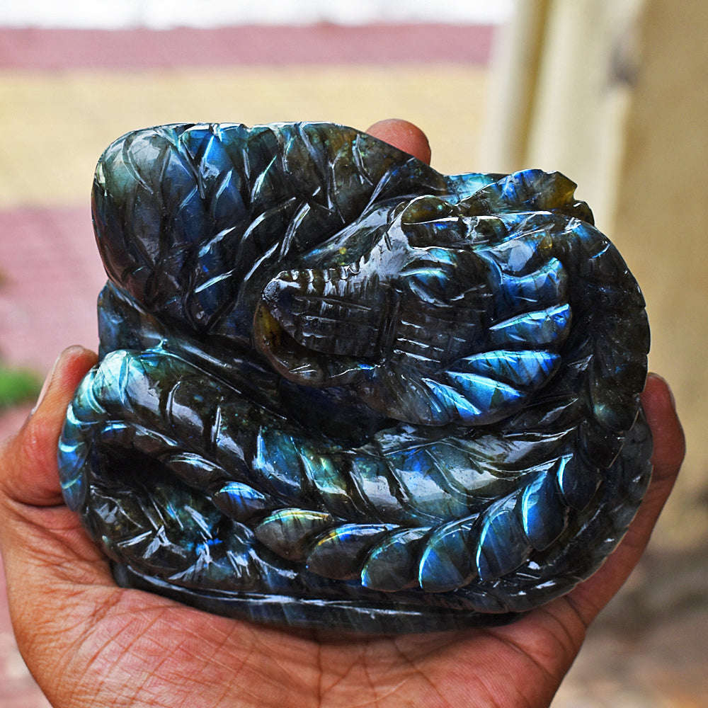 gemsmore:Amazing Flash Labradorite Hand Carved Dragon Gemstone