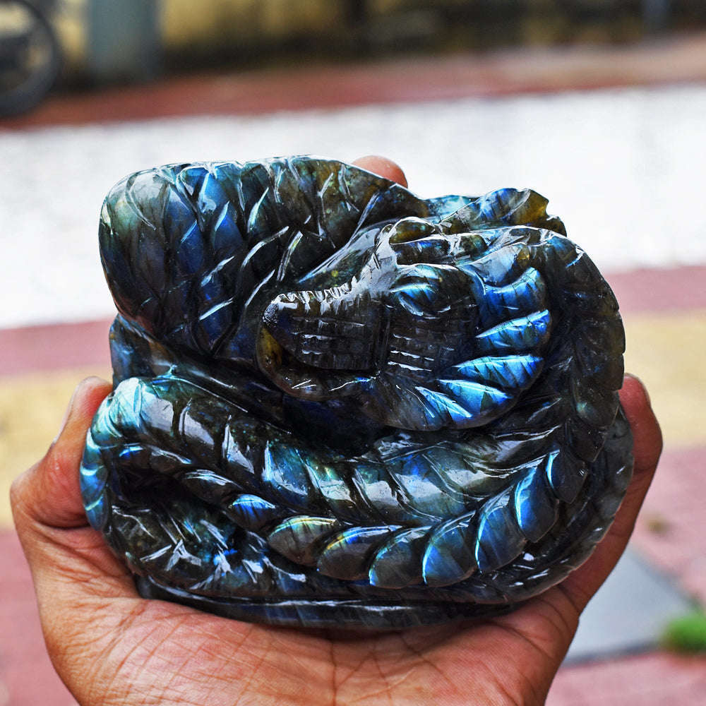 gemsmore:Amazing Flash Labradorite Hand Carved Dragon Gemstone