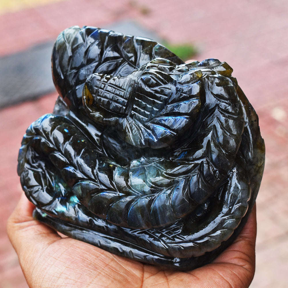 gemsmore:Amazing Flash Labradorite Hand Carved Dragon Gemstone