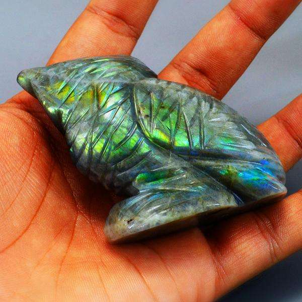 gemsmore:Amazing Flash Labradorite Hand Carved Gemstone