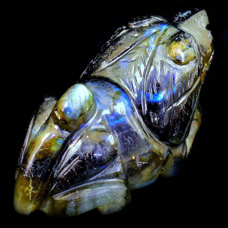 gemsmore:Amazing Flash Top Labradorite Hand Carved Lion