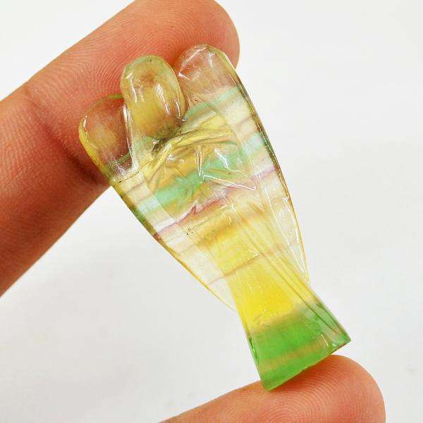 gemsmore:Amazing Genuine Fluorite Carved Healing Angel Gemstone