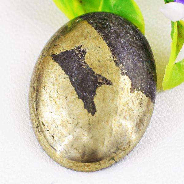 gemsmore:Amazing Genuine Golden Pyrite Oval Shape Untreated Loose Gemstone