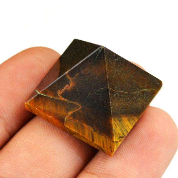 gemsmore:Amazing Genuine Golden Tiger Eye Healing Pyramid