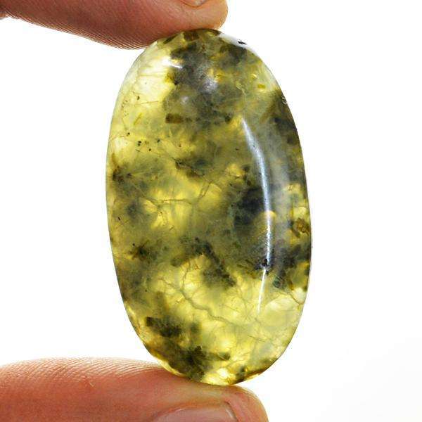 gemsmore:Amazing Genuine Green Phrenite Oval Shape Untreated Loose Gemstone