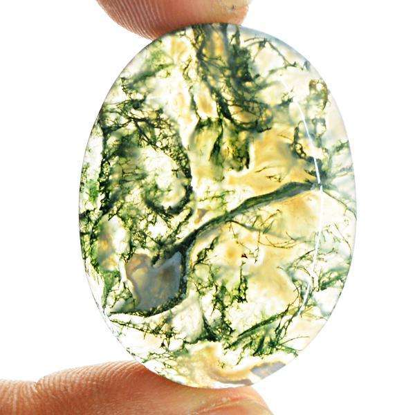 gemsmore:Amazing Genuine Oval Shape Green Moss Agate Untreated Loose Gemstone
