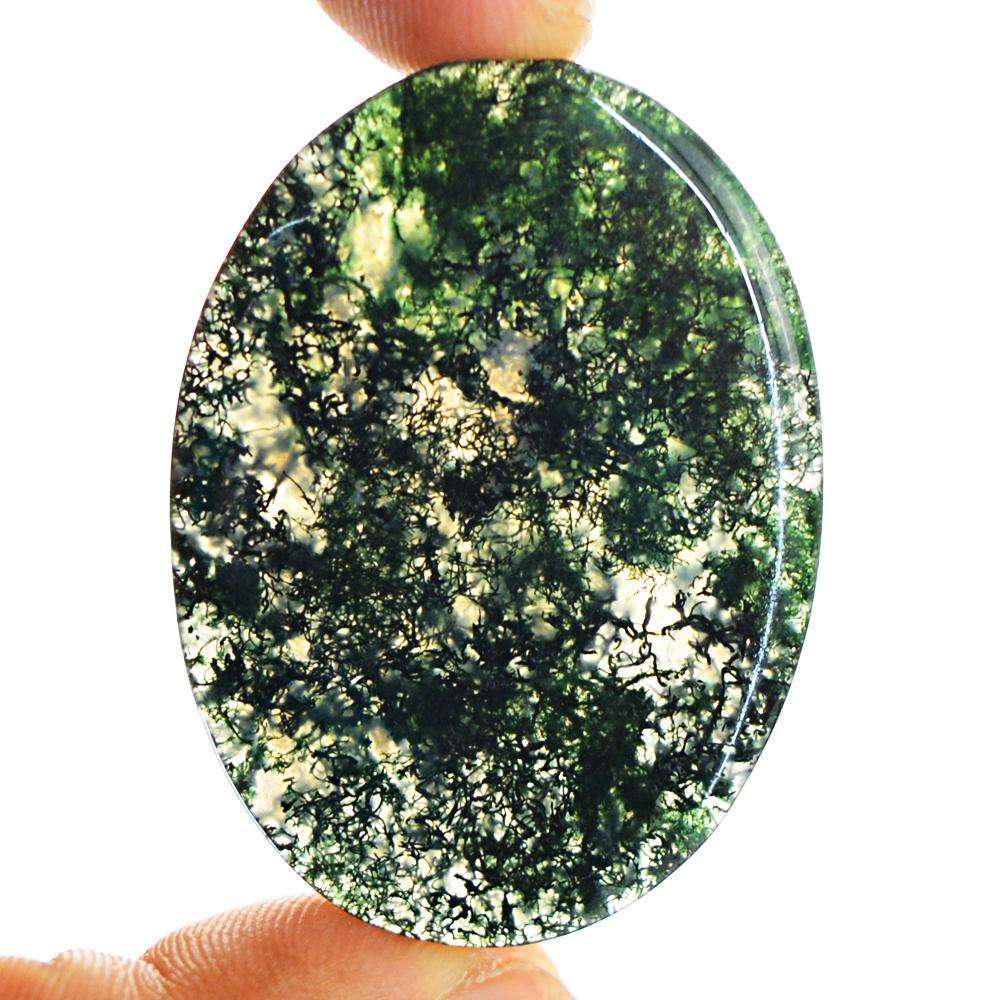 gemsmore:Amazing Genuine Oval Shape Green Moss Agate Untreated Loose Gemstone