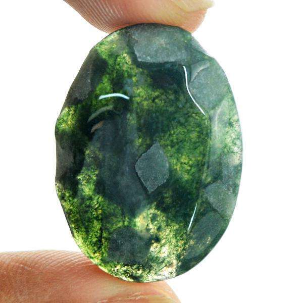 gemsmore:Amazing Genuine Oval Shape Green Moss Agate Untreated Loose Gemstone