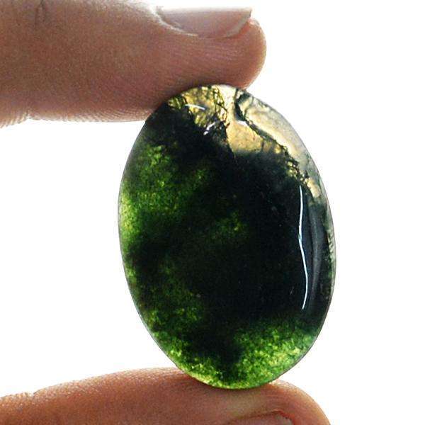 gemsmore:Amazing Genuine Oval Shape Green Moss Agate Untreated Loose Gemstone