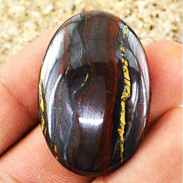 gemsmore:Amazing Genuine Oval Shape Iron Tiger Eye Loose Gemstone