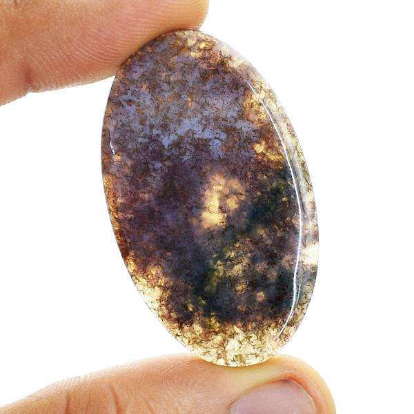 gemsmore:Amazing Genuine Oval shape Moss Agate Untreated Loose Gemstone