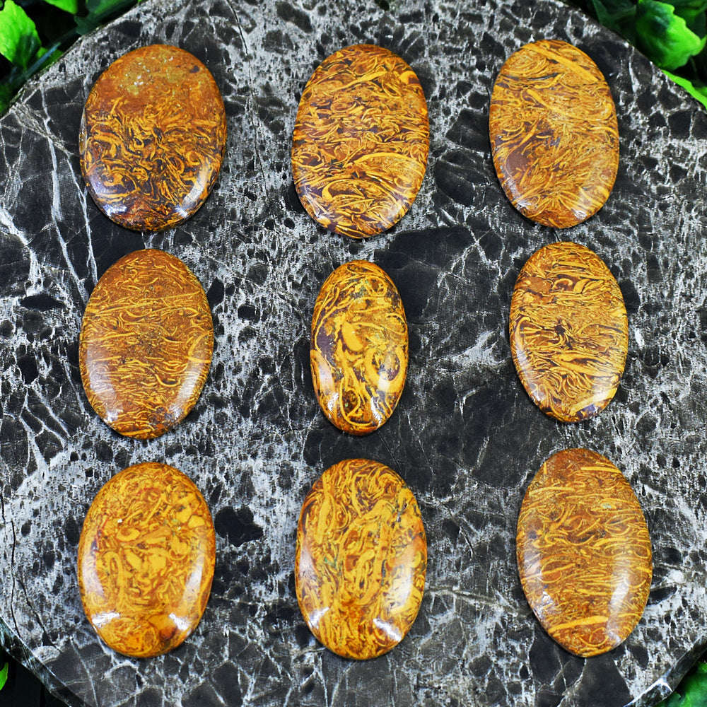 gemsmore:Amazing Golden Art Jasper Untreated Gemstone Cabochon Lot