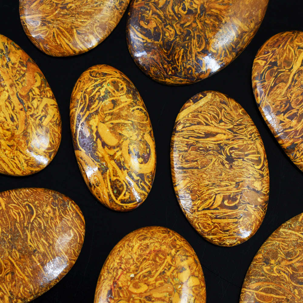 gemsmore:Amazing Golden Art Jasper Untreated Gemstone Cabochon Lot