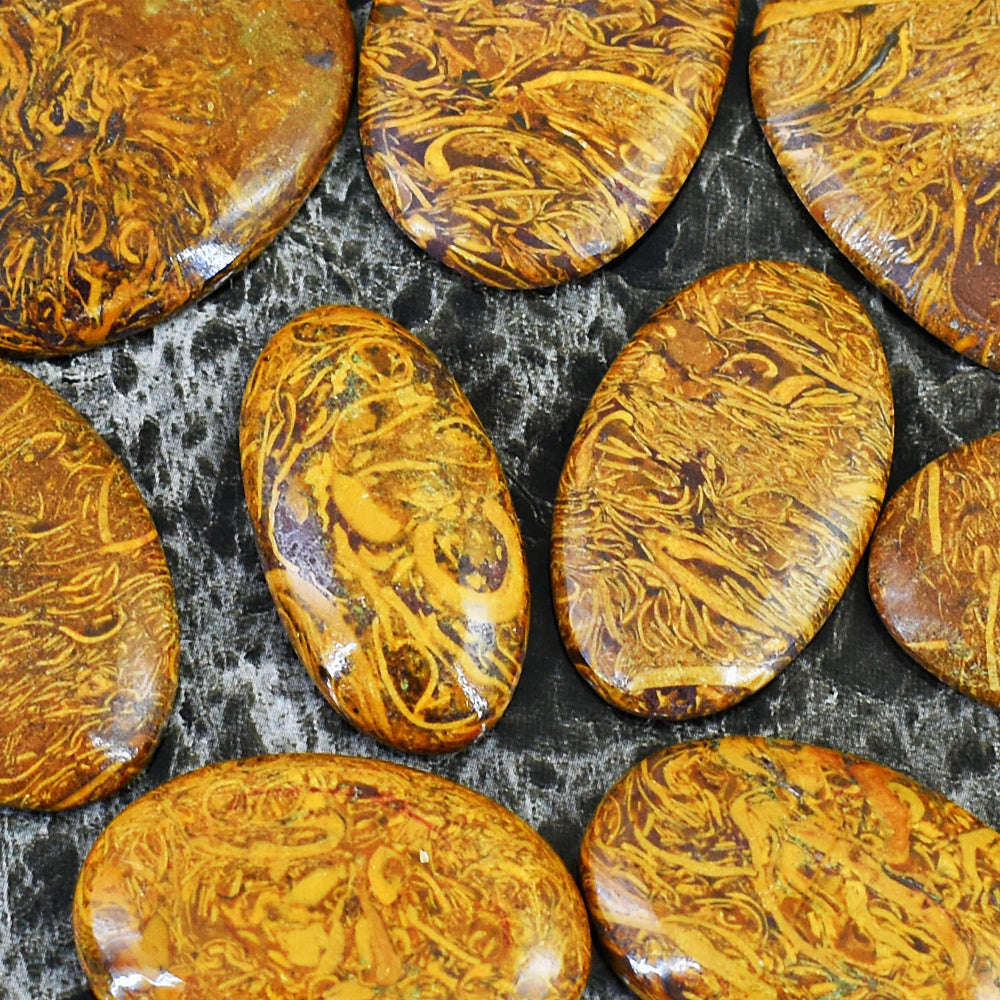 gemsmore:Amazing Golden Art Jasper Untreated Gemstone Cabochon Lot