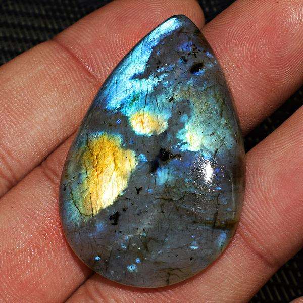 gemsmore:Amazing Golden & Blue Flash Pear Shape Labradorite Untreated Loose Gemstone