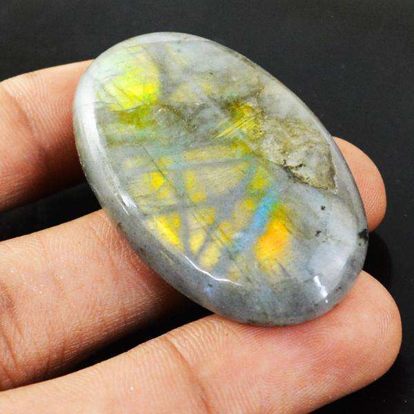 gemsmore:Amazing Golden Flash Labradorite Oval Shape Untreated Loose Gemstone