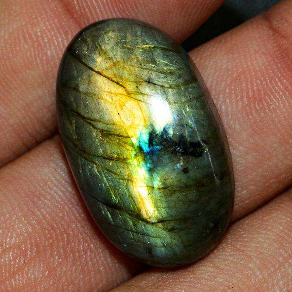gemsmore:Amazing Golden Flash Oval Shape Labradorite Untreated Loose Gemstone
