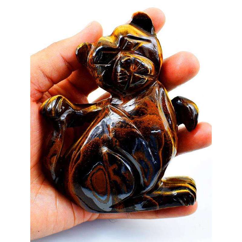gemsmore:Amazing Golden Tiger Eye Carved Hello Kitty Cat