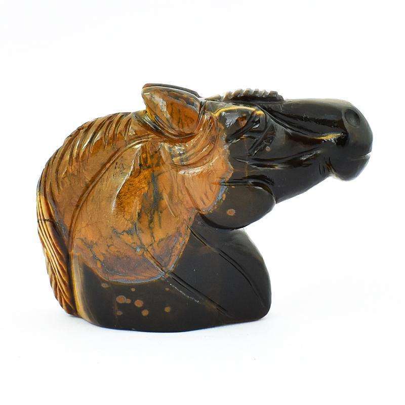 gemsmore:Amazing Golden Tiger Eye Hand Carved Horse Head